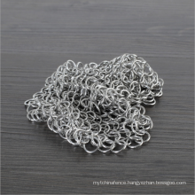 Stainless steel metal ring mesh chainmail scrubber cast iron cleaner for kitchen